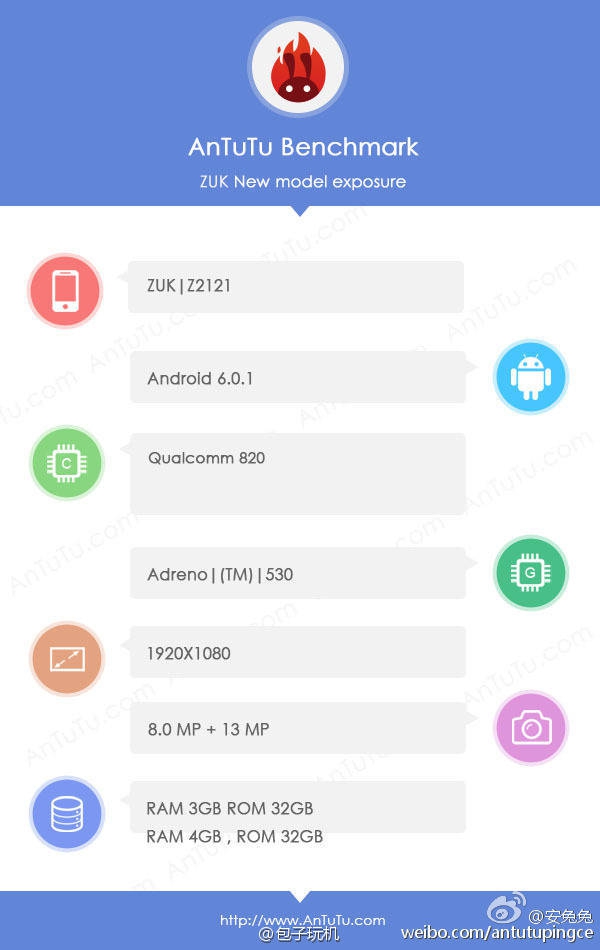 1080P屏+骁龙820 疑ZUK Z2 Pro配置曝光 