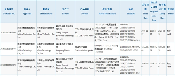 魅族三款新机齐曝光：疑似魅蓝Note 5