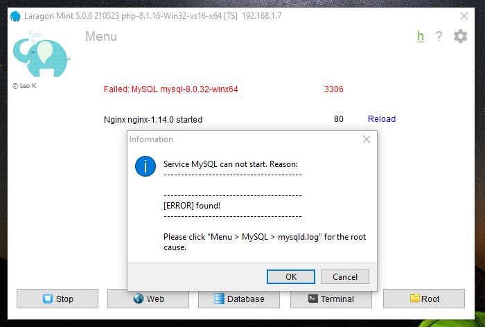 Solusi MySQL 错误无法启动的解决方案