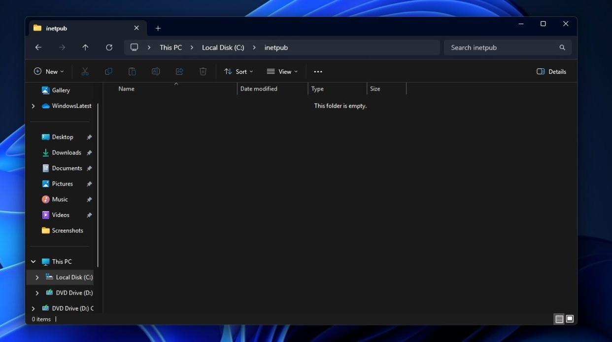 Win11/Win10新PowerShell脚本 恢复C盘已删inetpub文件夹